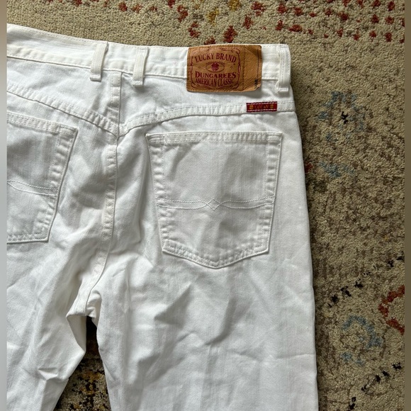 Vintage Lucky Brand White Denim Low Rise Wide Straight Leg Dungarees size 12x31 - Picture 7 of 7
